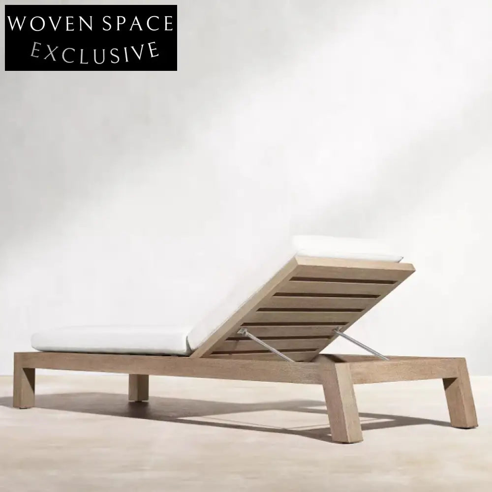 Luxurious Outdoor Solid Teak Wood Adjustable Sunbed with Comfortable Cushion Daybed