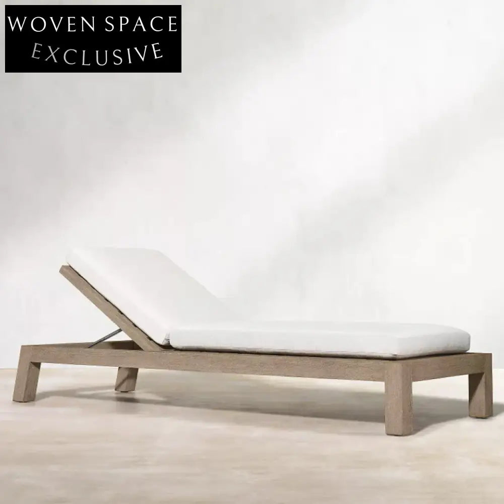 Luxurious Outdoor Solid Teak Wood Adjustable Sunbed with Comfortable Cushion Daybed