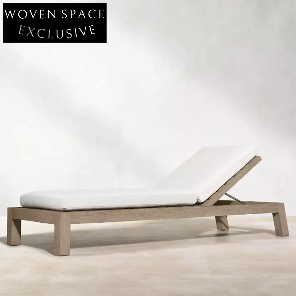 Luxurious Outdoor Solid Teak Wood Adjustable Sunbed with Comfortable Cushion Daybed