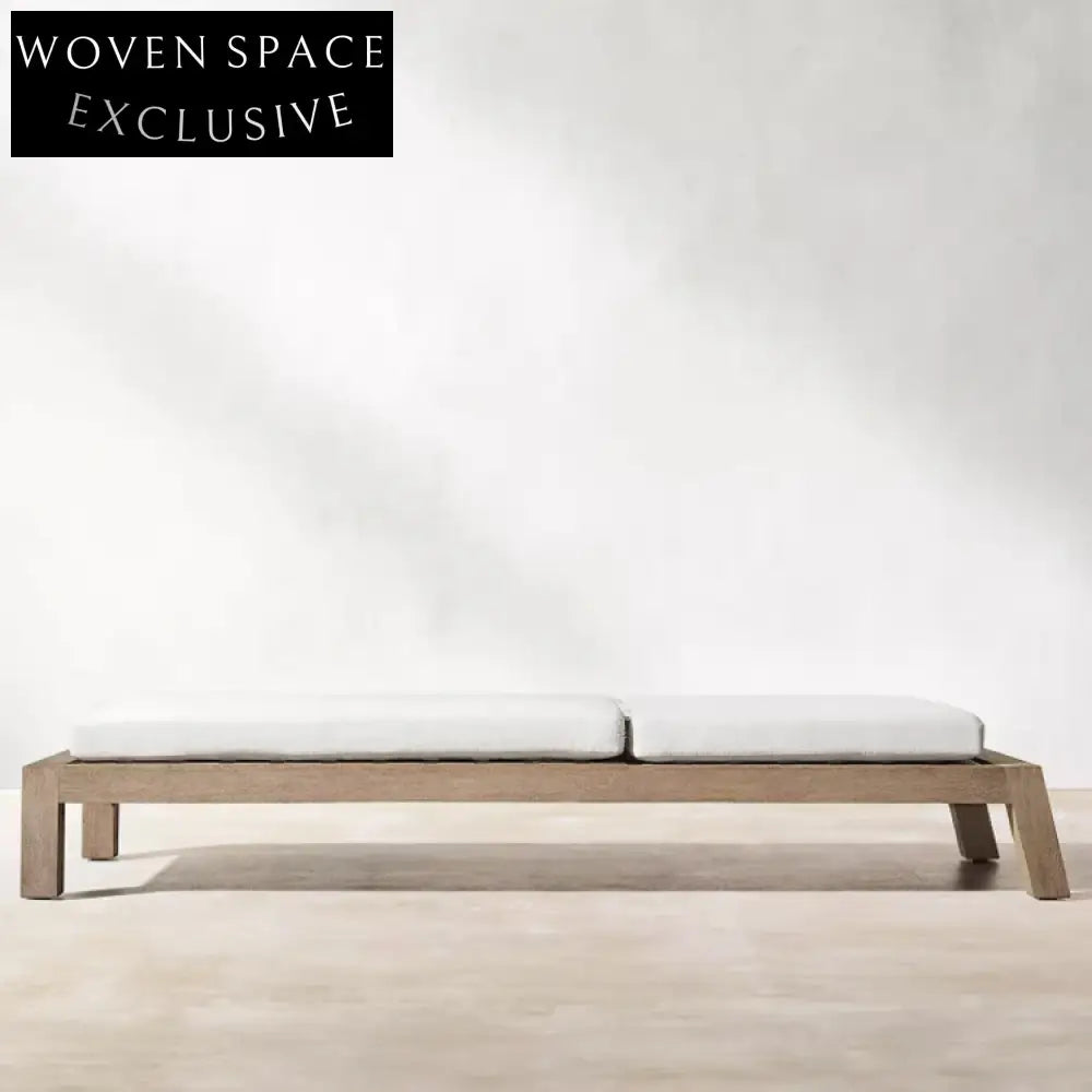 Luxurious Outdoor Solid Teak Wood Adjustable Sunbed with Comfortable Cushion Daybed