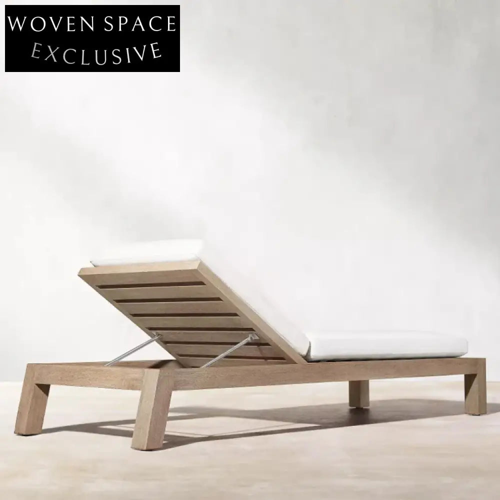 Luxurious Outdoor Solid Teak Wood Adjustable Sunbed with Comfortable Cushion Daybed