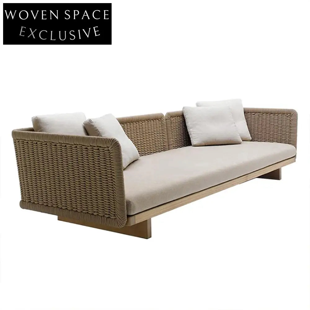 Luxurious Outdoor Teak Aluminum Sofa Set, Weather-Resistant Patio Lounge Furniture