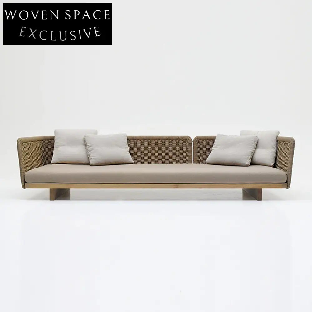 Luxurious Outdoor Teak Aluminum Sofa Set, Weather-Resistant Patio Lounge Furniture