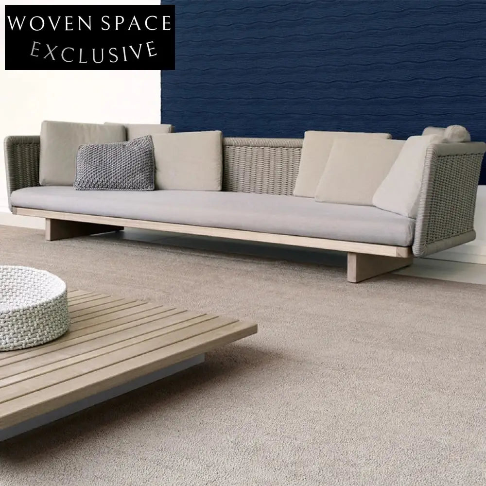 Luxurious Outdoor Teak Aluminum Sofa Set, Weather-Resistant Patio Lounge Furniture