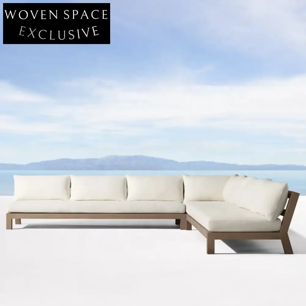 Luxurious Outdoor Teak Sectional Sofa with All-Weather Cushions for Patio