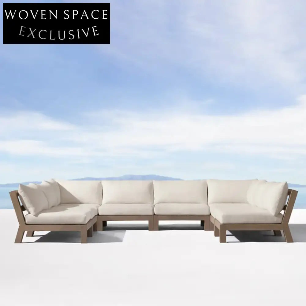Luxurious Outdoor Teak Sectional Sofa with All-Weather Cushions for Patio
