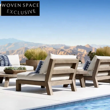 Luxurious Outdoor Teak Sectional Sofa with All-Weather Cushions for Patio