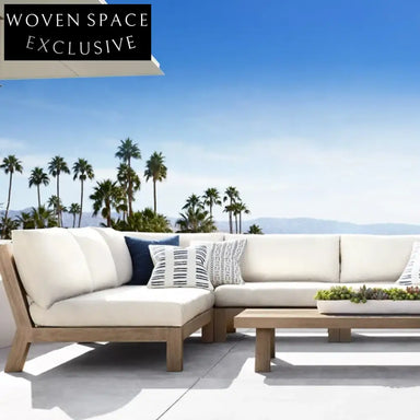 Luxurious Outdoor Teak Sectional Sofa with All-Weather Cushions for Patio