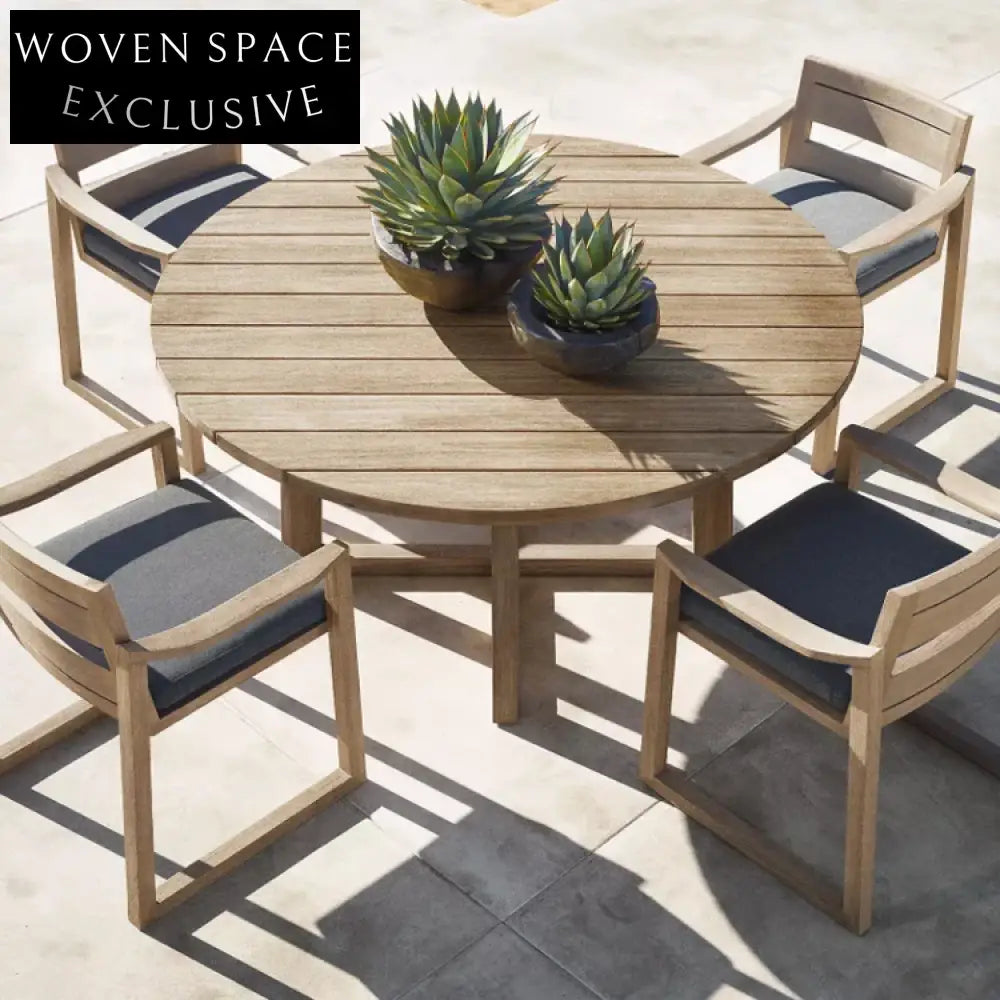 Luxurious Outdoor Teak Wood Dining Table & Chairs Set for Patio Garden