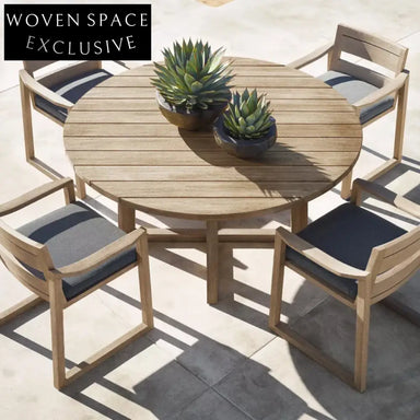 Luxurious Outdoor Teak Wood Dining Table & Chairs Set for Patio Garden