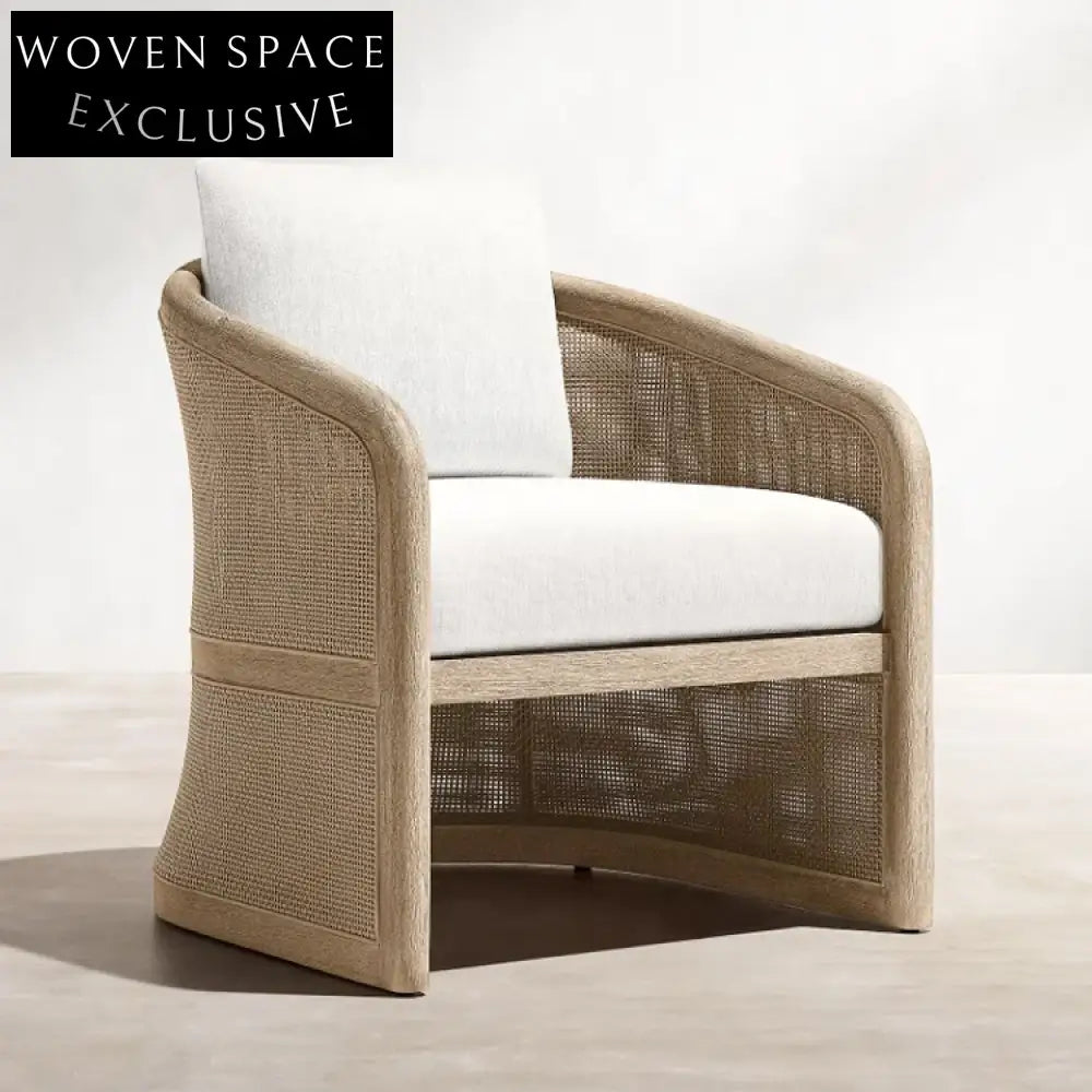 Luxurious Outdoor Teak Wood Sectional Sofa & Coffee Table Set with Cushions