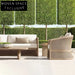 Luxurious Outdoor Teak Wood Sectional Sofa & Coffee Table Set with Cushions