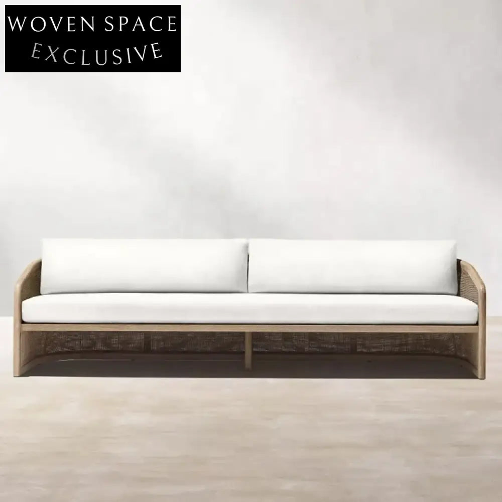 Luxurious Outdoor Teak Wood Sectional Sofa & Coffee Table Set with Cushions