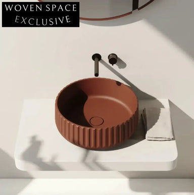 Luxurious Oval Fluted Artificial Stone Countertop Bathroom Wash Basin Sink