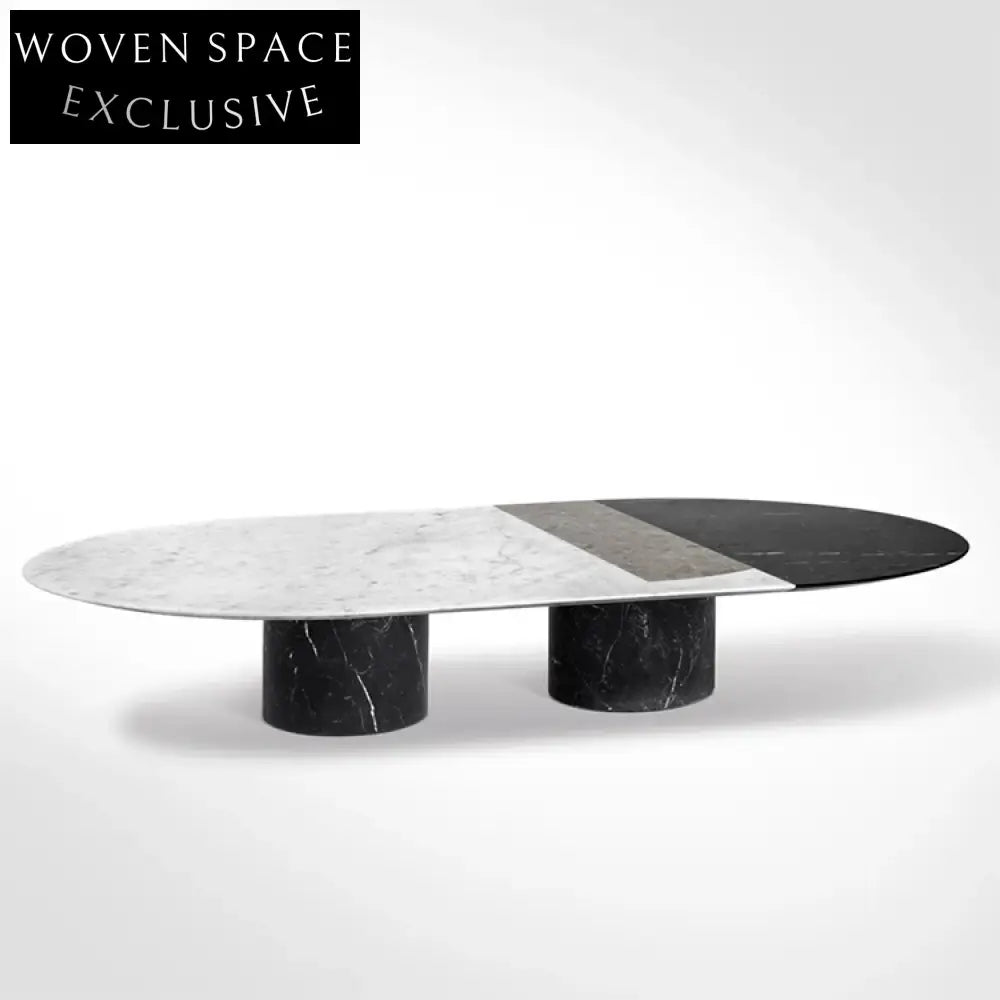 Luxurious Oval Marble Coffee Table for Modern Living Rooms, Italian Design