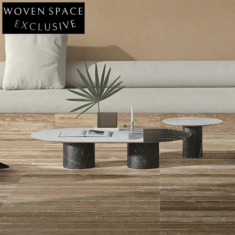 Luxurious Oval Marble Coffee Table for Modern Living Rooms, Italian Design