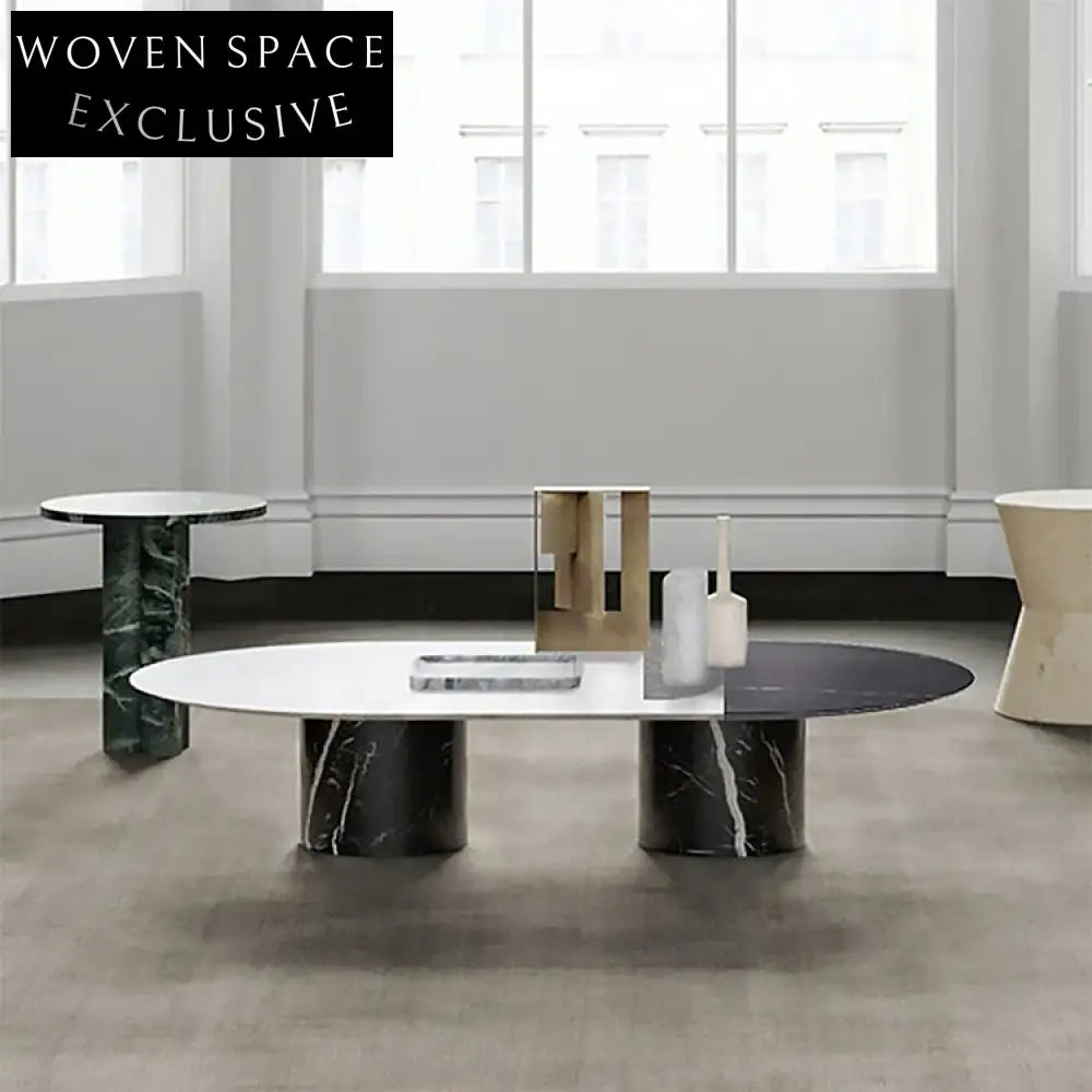 Luxurious Oval Marble Coffee Table for Modern Living Rooms, Italian Design