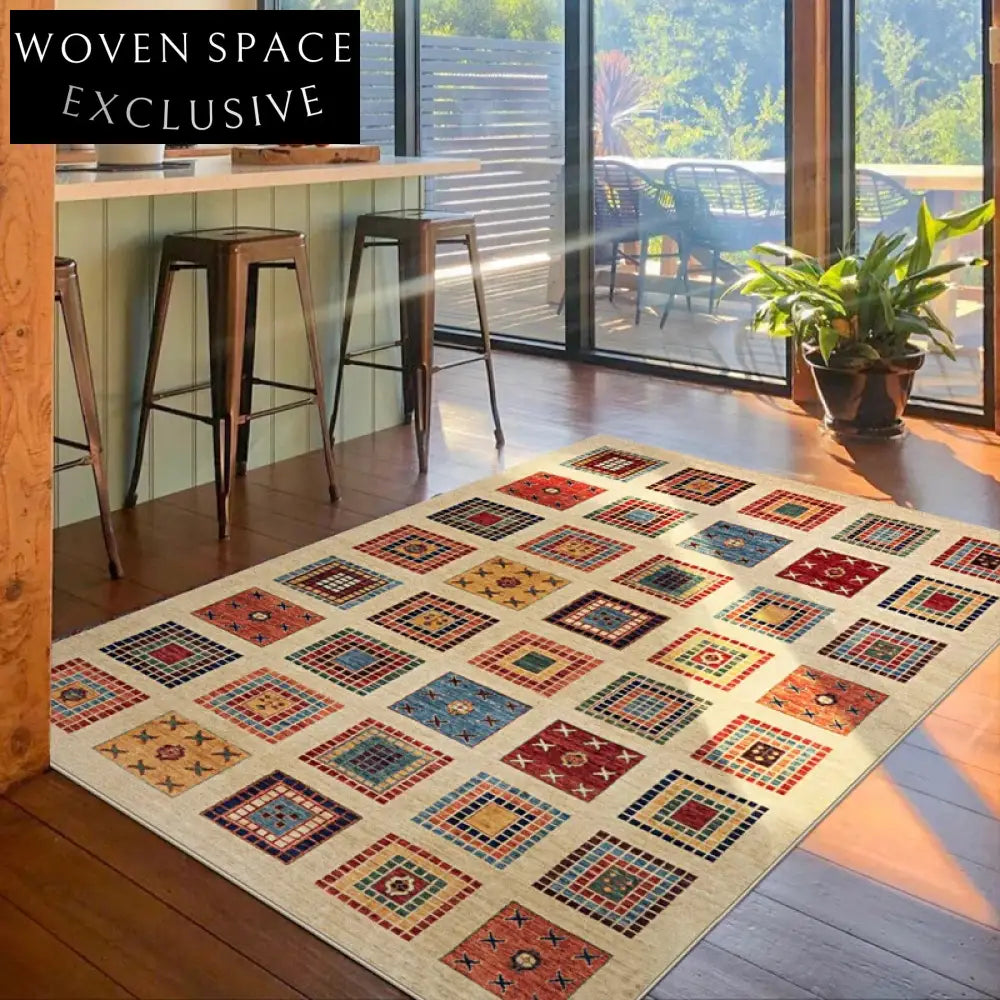 Luxurious Persian Art Retro Bohemian Washable Anti-Slip Home Area Rug