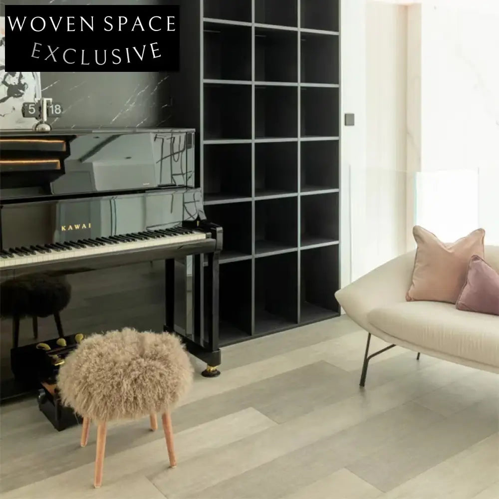 Luxurious Pink Faux Fur Solid Wood Living Room Ottoman Stool