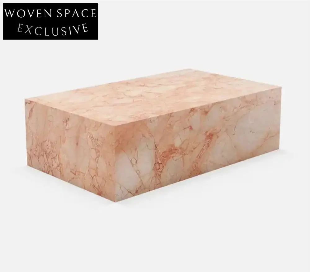 Stunning Pink Rose Natural Marble Rectangle Coffee Table - Waterproof & Durable