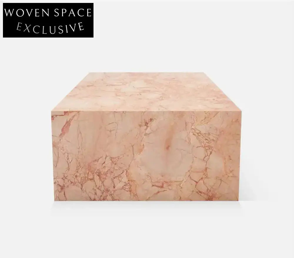 Stunning Pink Rose Natural Marble Rectangle Coffee Table - Waterproof & Durable