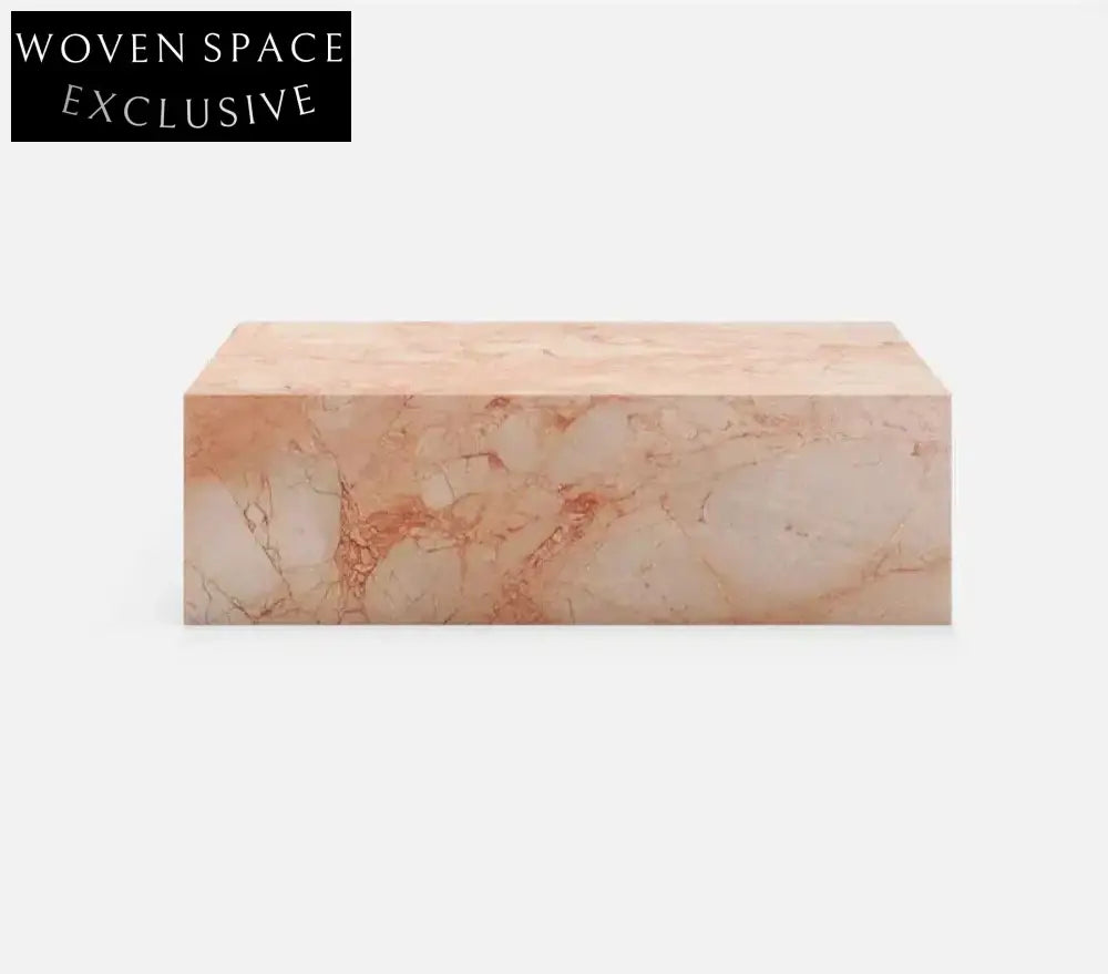 Stunning Pink Rose Natural Marble Rectangle Coffee Table - Waterproof & Durable