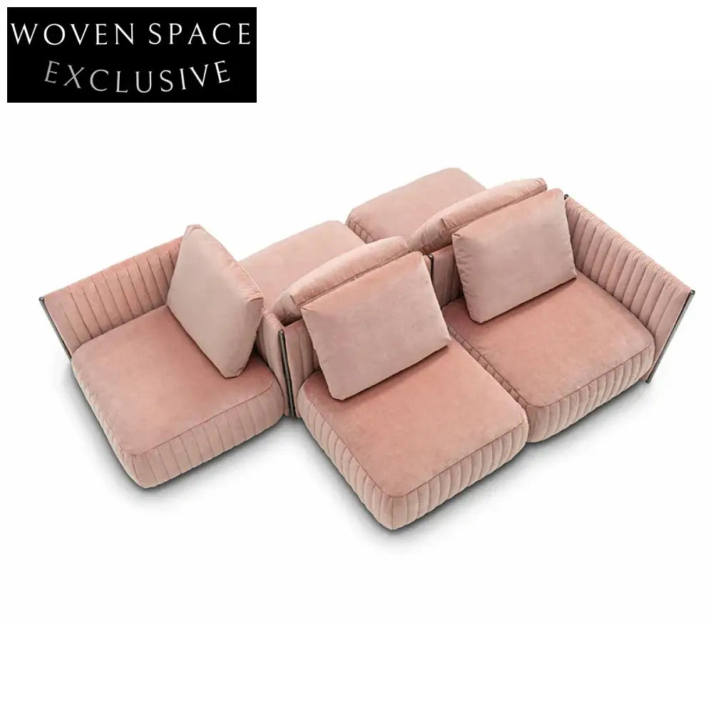 Luxurious Pink Velvet Modular Sectional Sofa for Modern Living Room Comfort