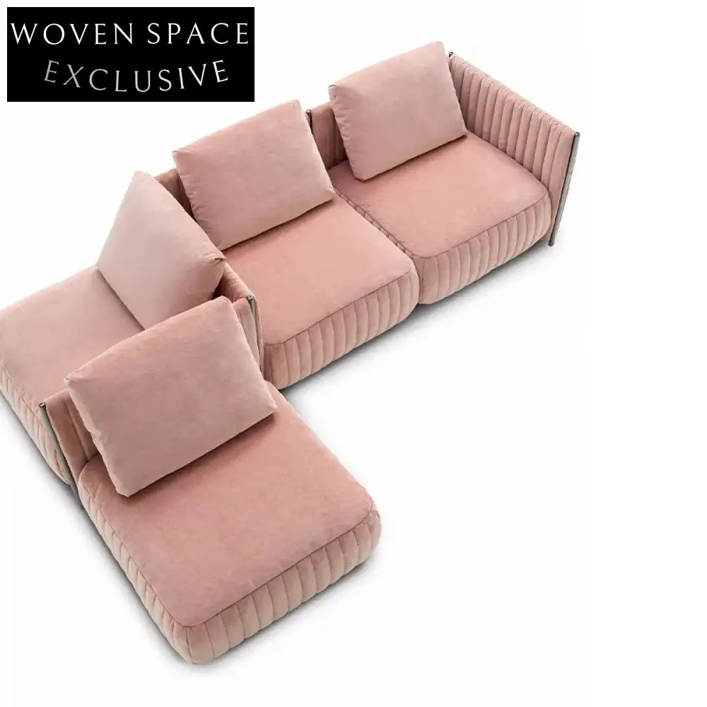 Luxurious Pink Velvet Modular Sectional Sofa for Modern Living Room Comfort