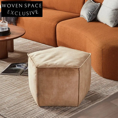 Luxurious Plush Velour Fabric Round Pentagon Modern Home Ottoman