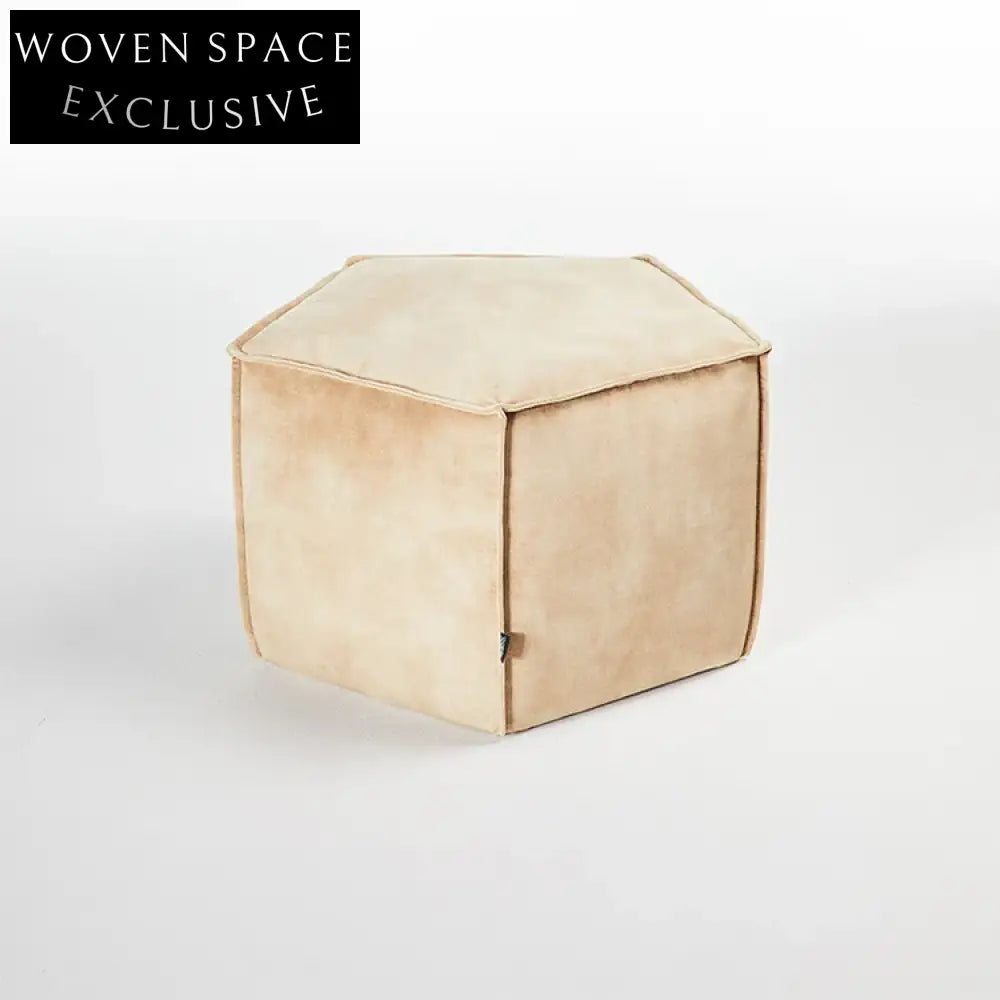 Luxurious Plush Velour Fabric Round Pentagon Modern Home Ottoman