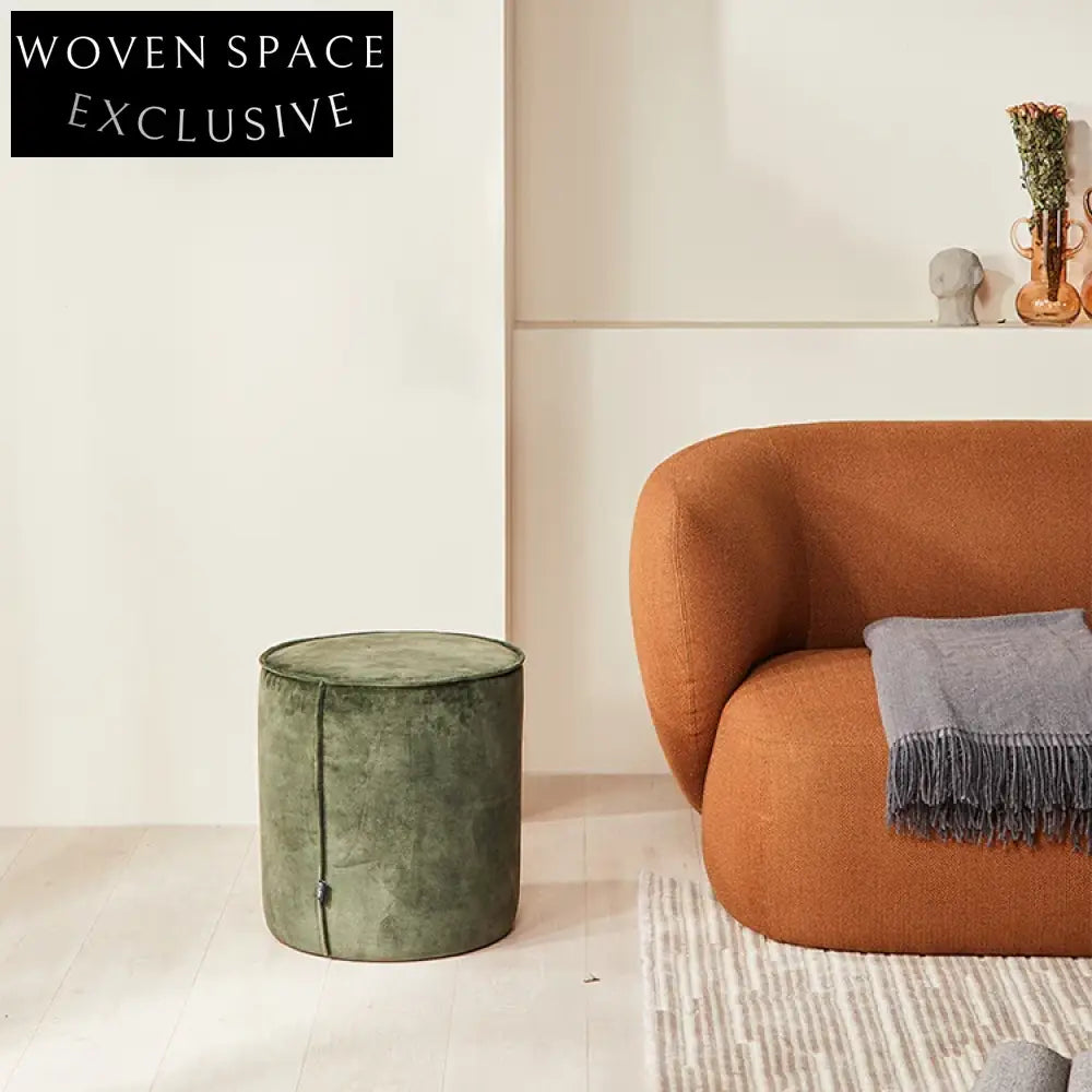 Luxurious Plush Velour Fabric Round Pentagon Modern Home Ottoman