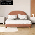 Luxurious Red Linen Fabric Kids Bed, Soft Upholstered Frame for Modern Bedrooms
