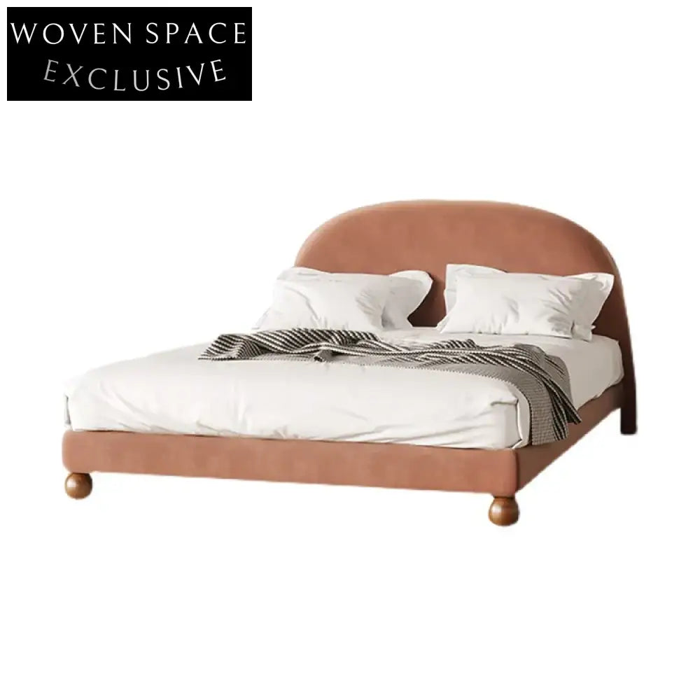 Luxurious Red Linen Fabric Kids Bed, Soft Upholstered Frame for Modern Bedrooms