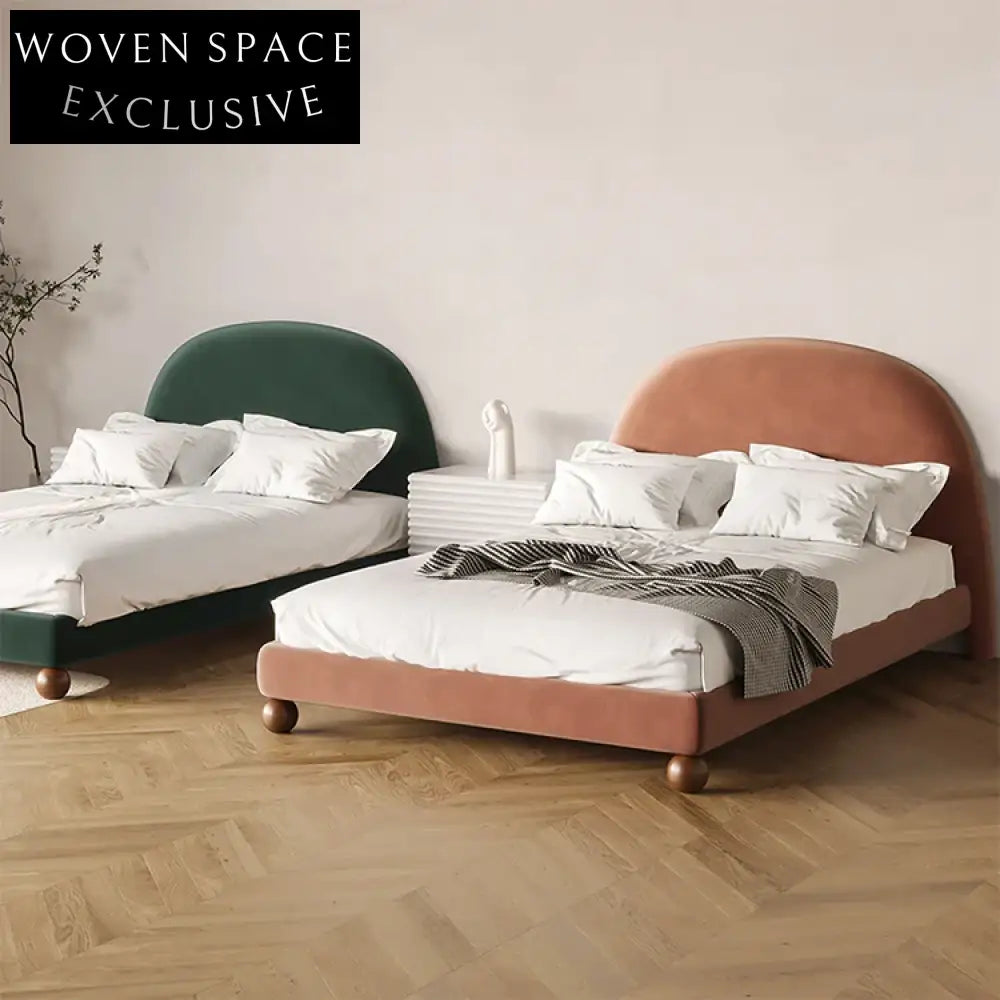 Luxurious Red Linen Fabric Kids Bed, Soft Upholstered Frame for Modern Bedrooms