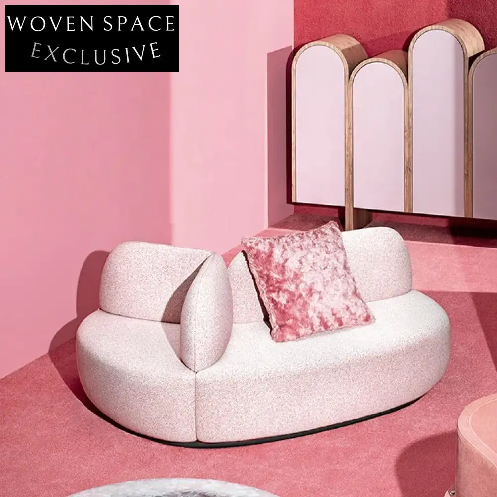 Luxurious Rose Pink Upholstered Three-Seater Living Room Sofa Couch