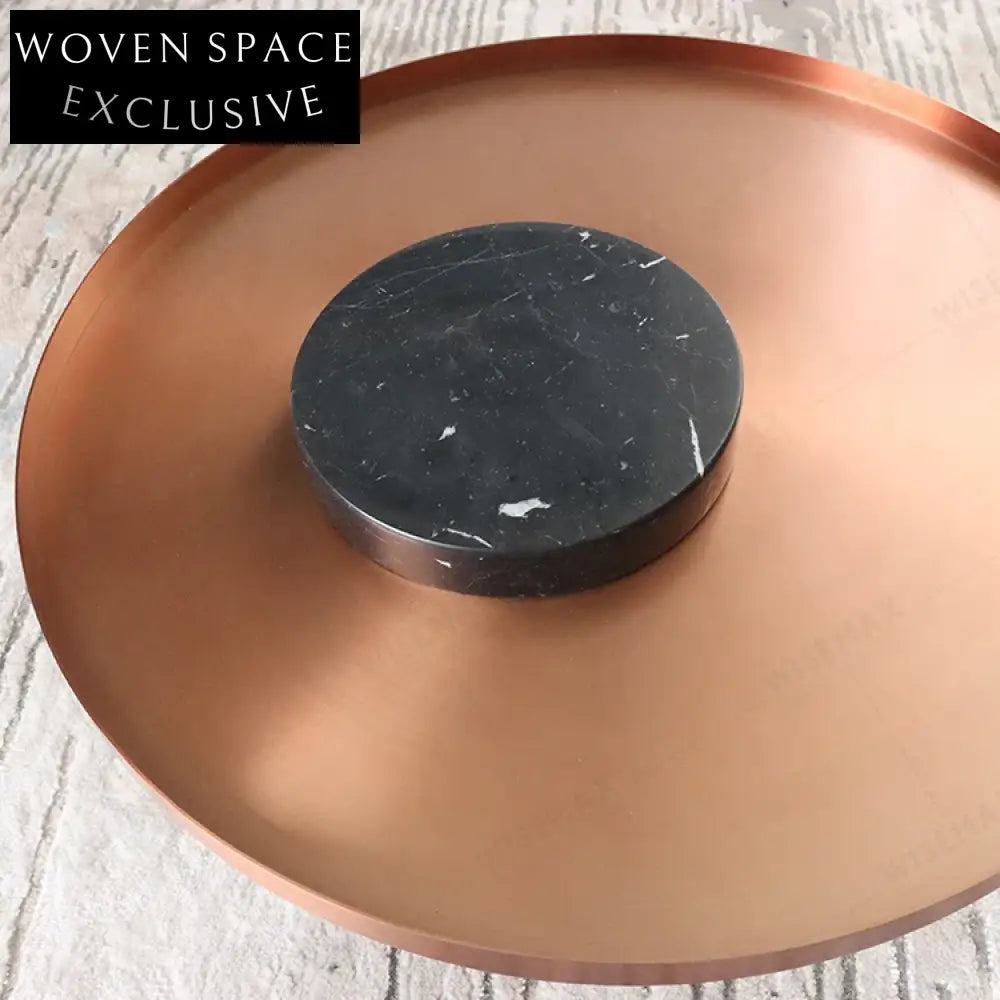 Luxurious Round Marble Top Coffee Table with Golden Stainless Steel Base
