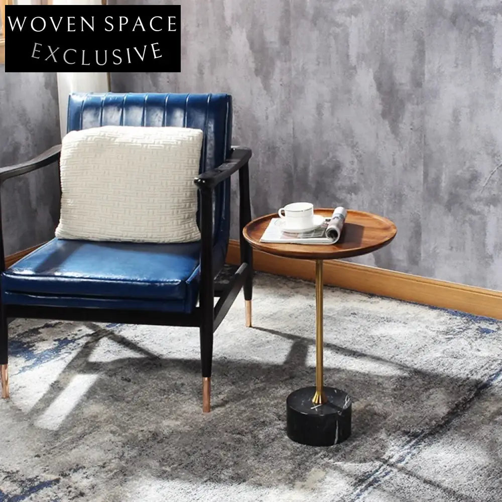 Luxurious Round Marble Top Side Table with Stainless Steel Base