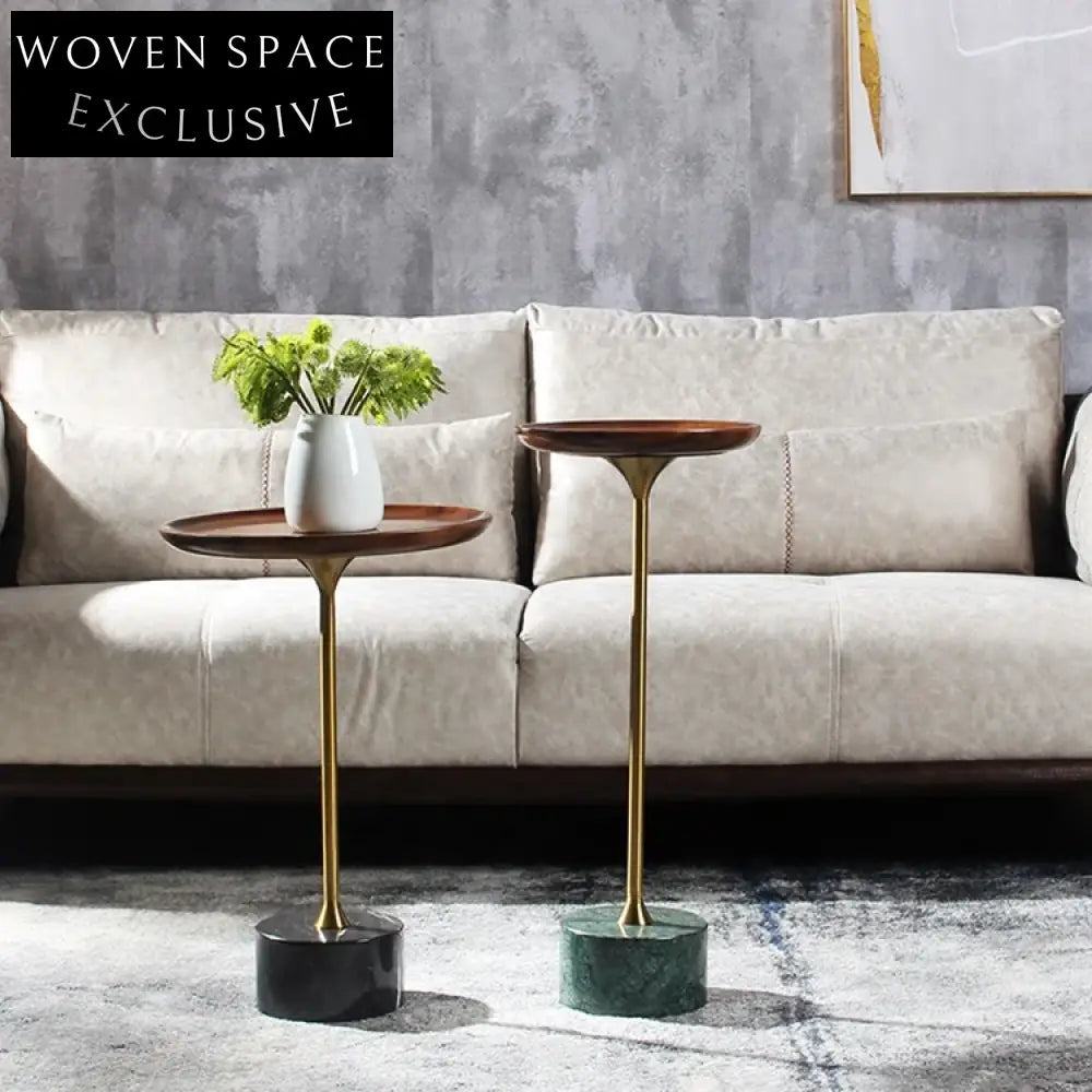 Luxurious Round Marble Top Side Table with Stainless Steel Base