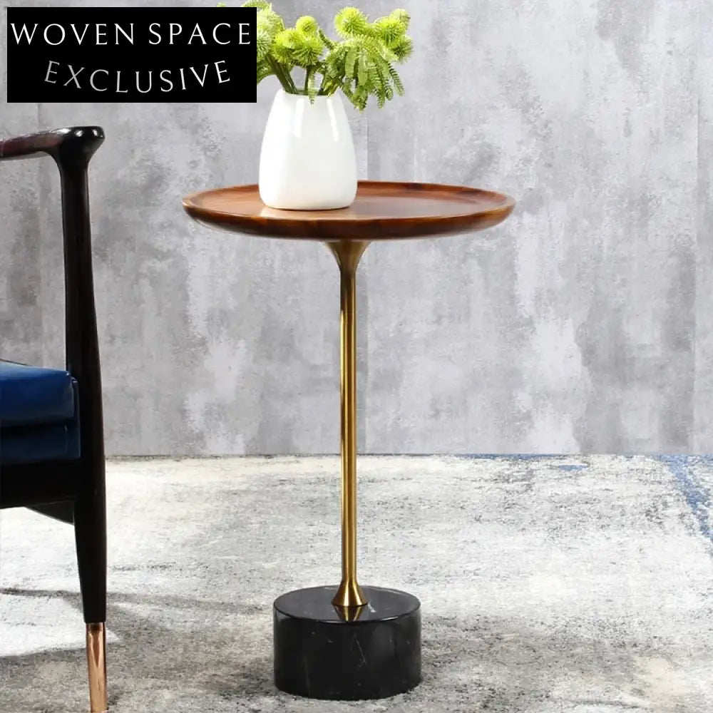 Luxurious Round Marble Top Side Table with Stainless Steel Base