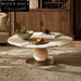 Luxurious Round Natural Marble Coffee Table with Elegant Metal Base