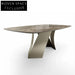Luxurious Round Slate Top Dining Table with Metal Base, 6 Seater