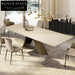 Luxurious Round Slate Top Dining Table with Metal Base, 6 Seater