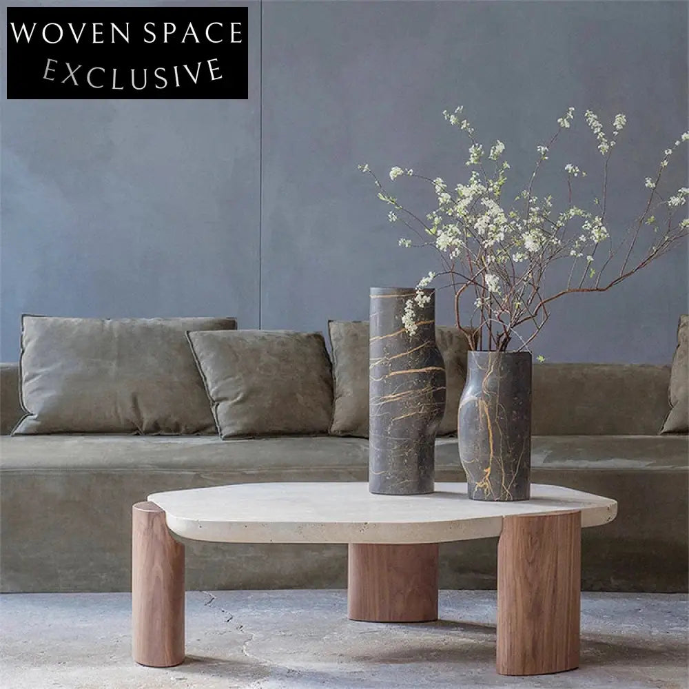 Luxurious Round Travertine Marble Coffee Table for Modern Living Spaces