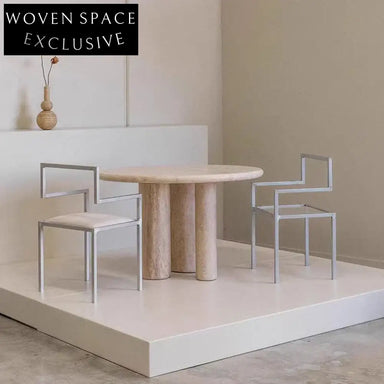 Luxurious Round Travertine Stone Natural Modern Dining Table