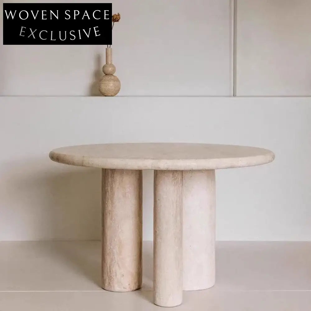 Luxurious Round Travertine Stone Natural Modern Dining Table