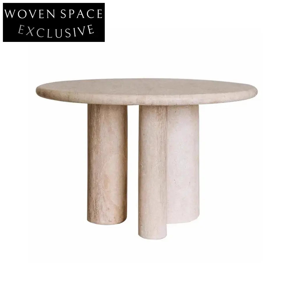 Luxurious Round Travertine Stone Natural Modern Dining Table