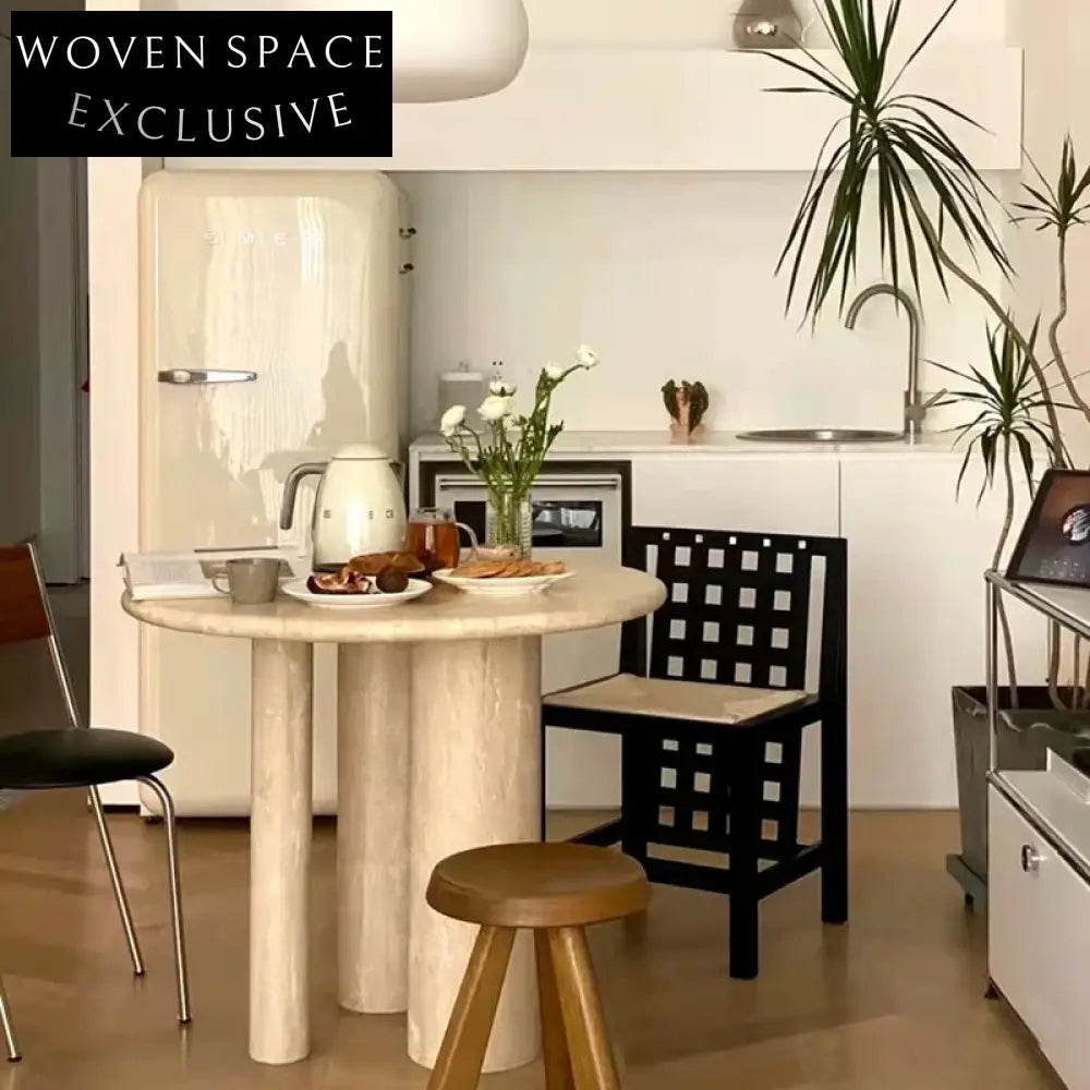 Luxurious Round Travertine Stone Natural Modern Dining Table