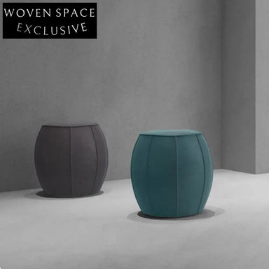 Luxurious Round Velour Ottoman Footstool – Comfortable Upholstered Wooden Frame Stool