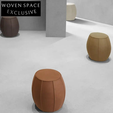 Luxurious Round Velour Ottoman Footstool – Comfortable Upholstered Wooden Frame Stool