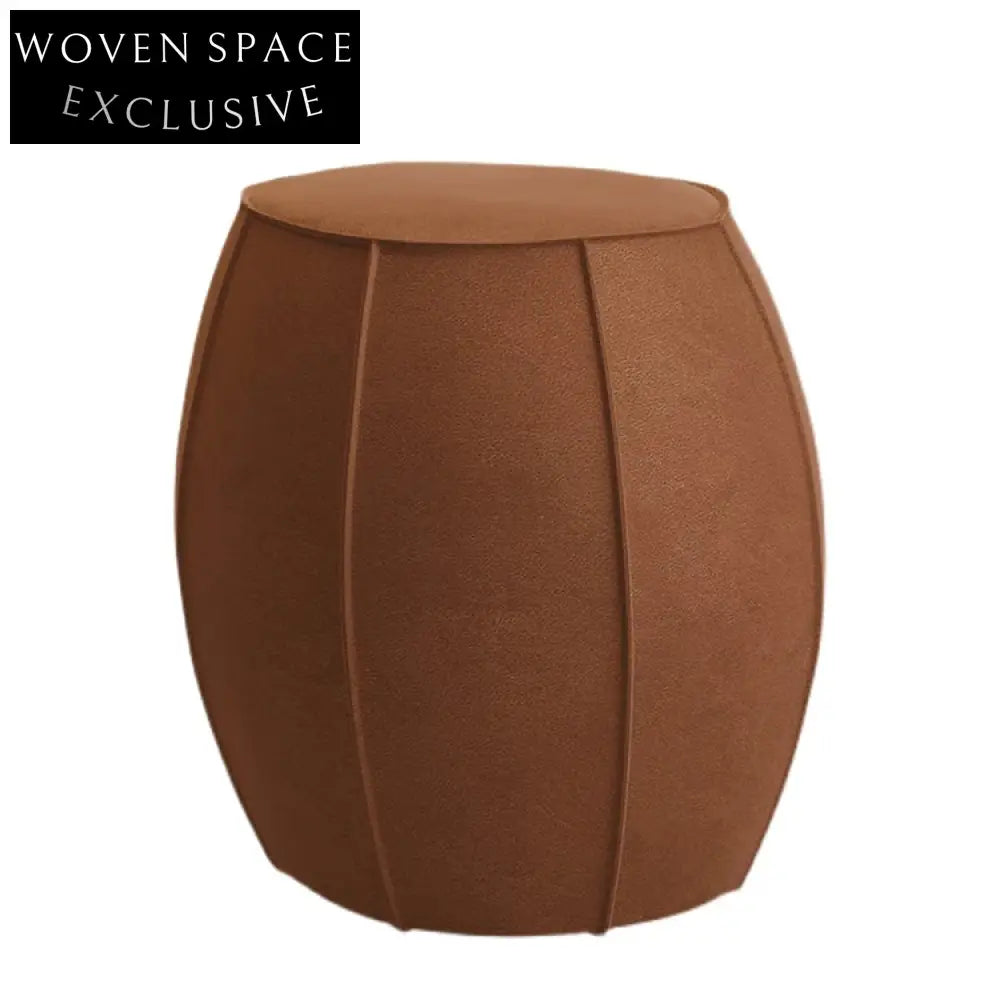 Luxurious Round Velour Ottoman Footstool – Comfortable Upholstered Wooden Frame Stool